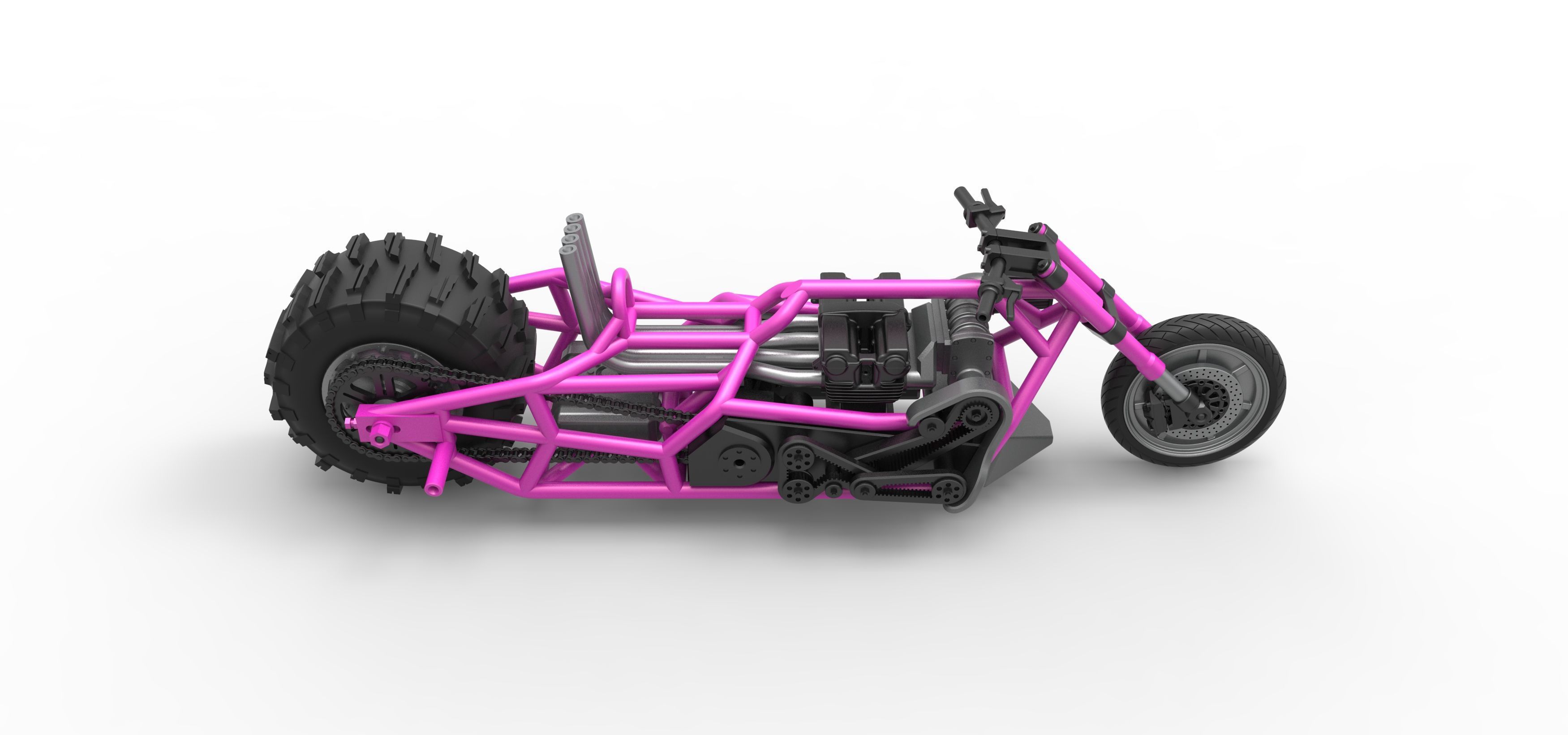 Top fuel Dirt dragster motorcycle Base Scale 1 to 25 3D print model_22