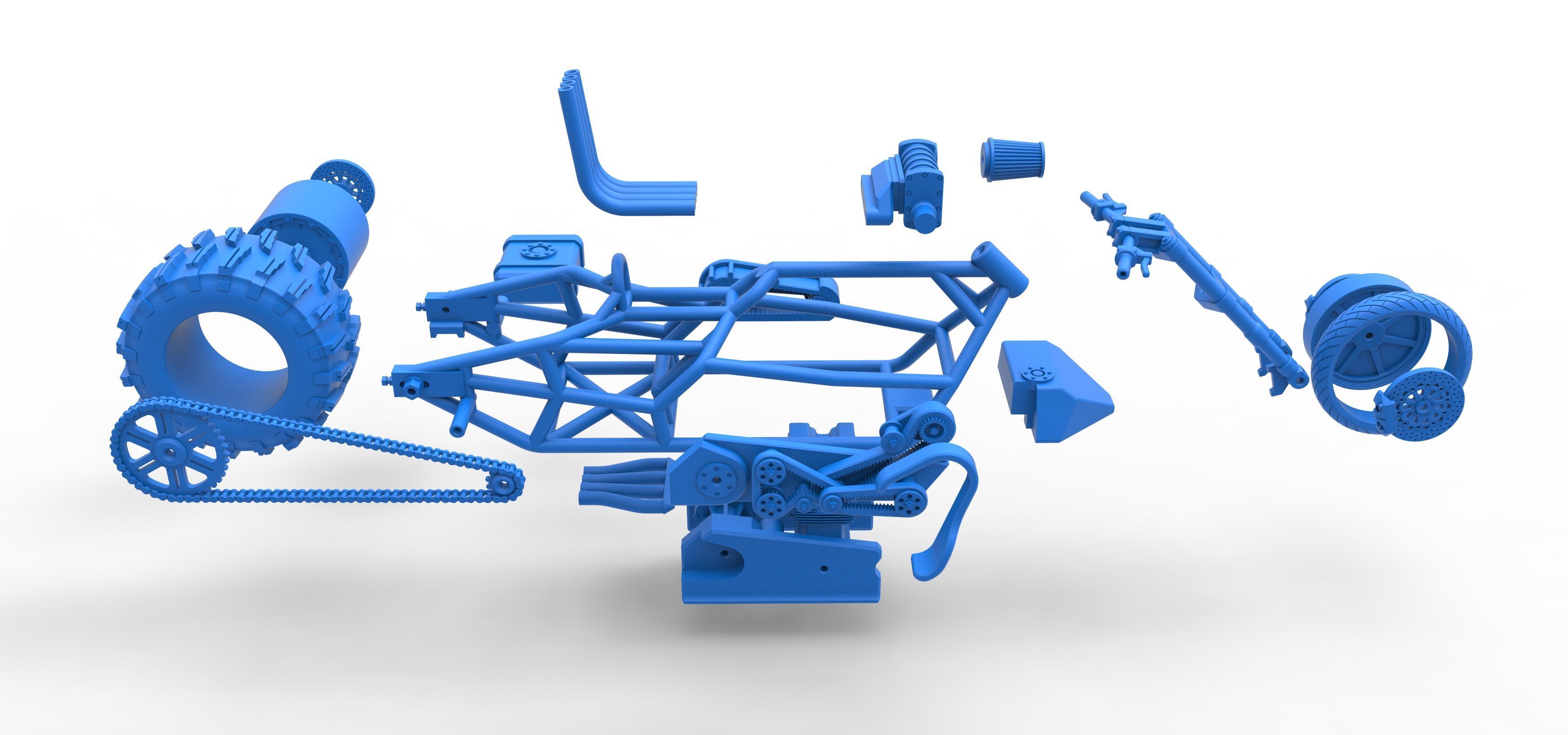 Top fuel Dirt dragster motorcycle Base Scale 1 to 25 3D print model_61