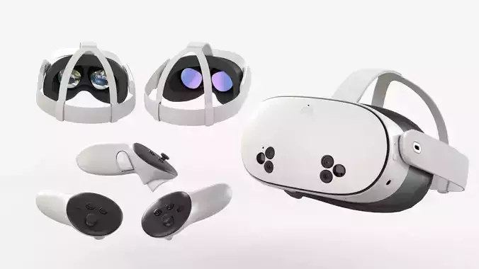Meta Quest 3s with Meta Touch Plus controllers 3D model