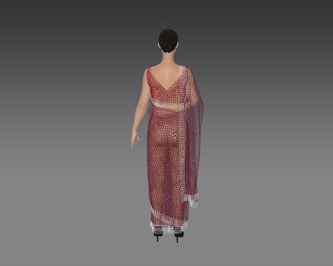 3 d Saree Model with Border Indian Traditional 3D model 3D model_14