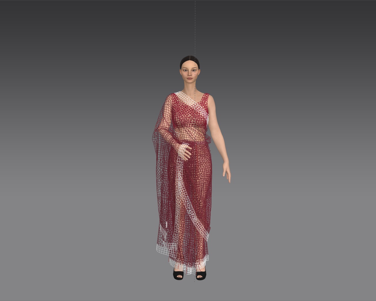 3 d Saree Model with Border Indian Traditional 3D model 3D model_13
