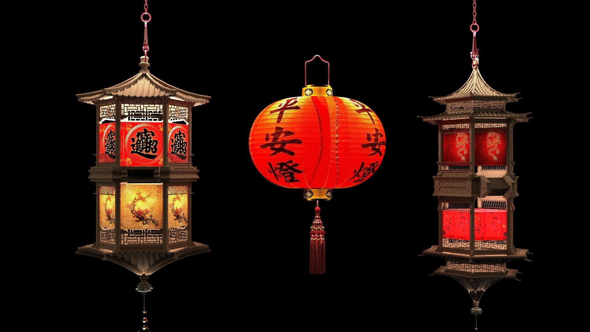 Chinese palace lantern 3D model_3
