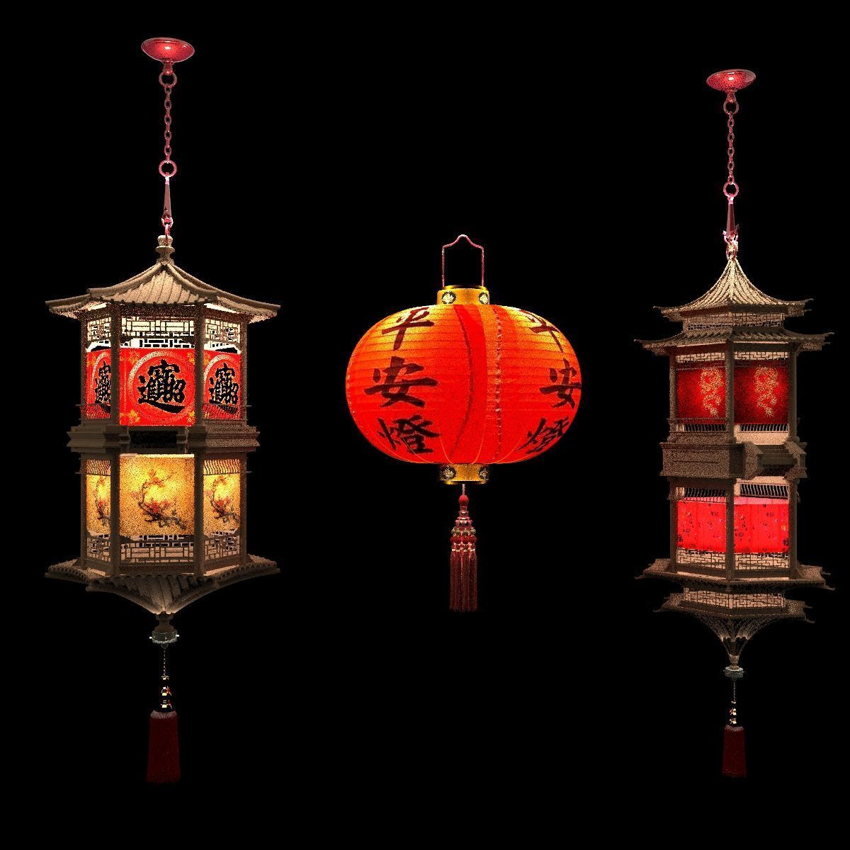Chinese palace lantern 3D model_6