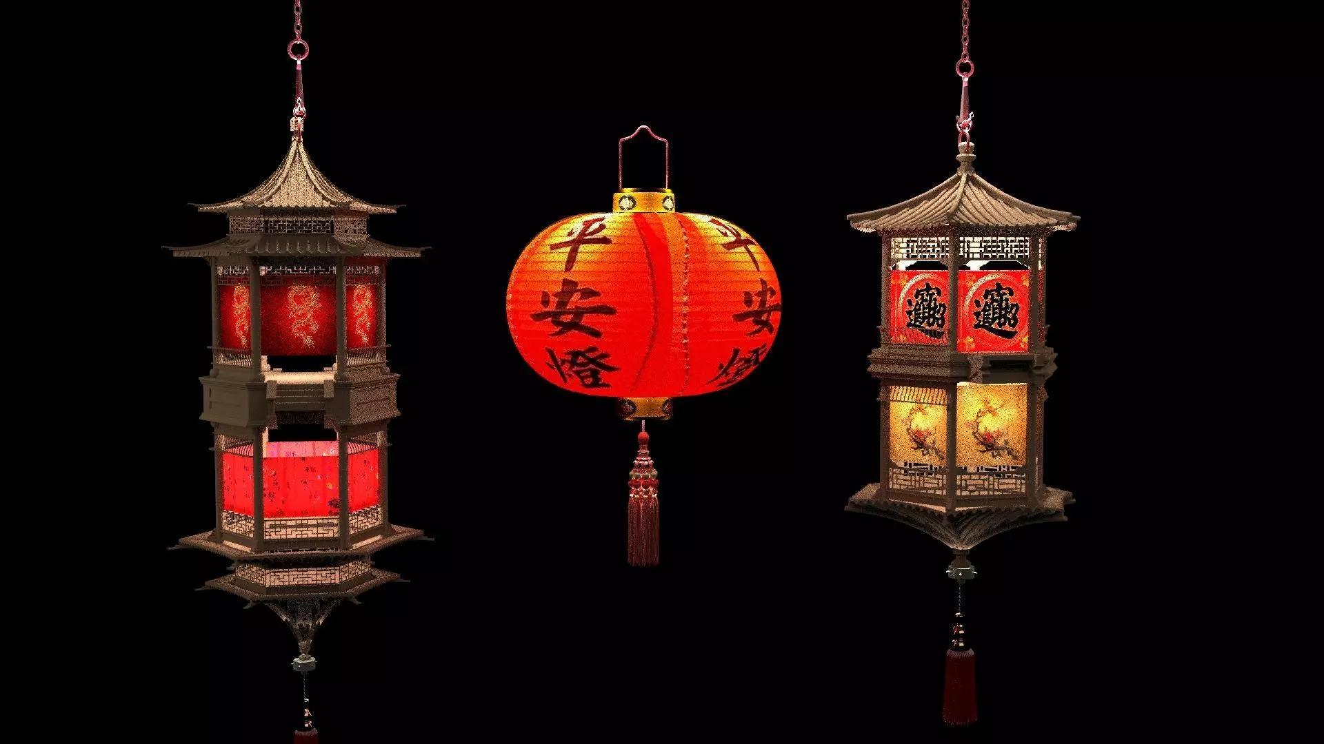 Chinese palace lantern 3D model_0