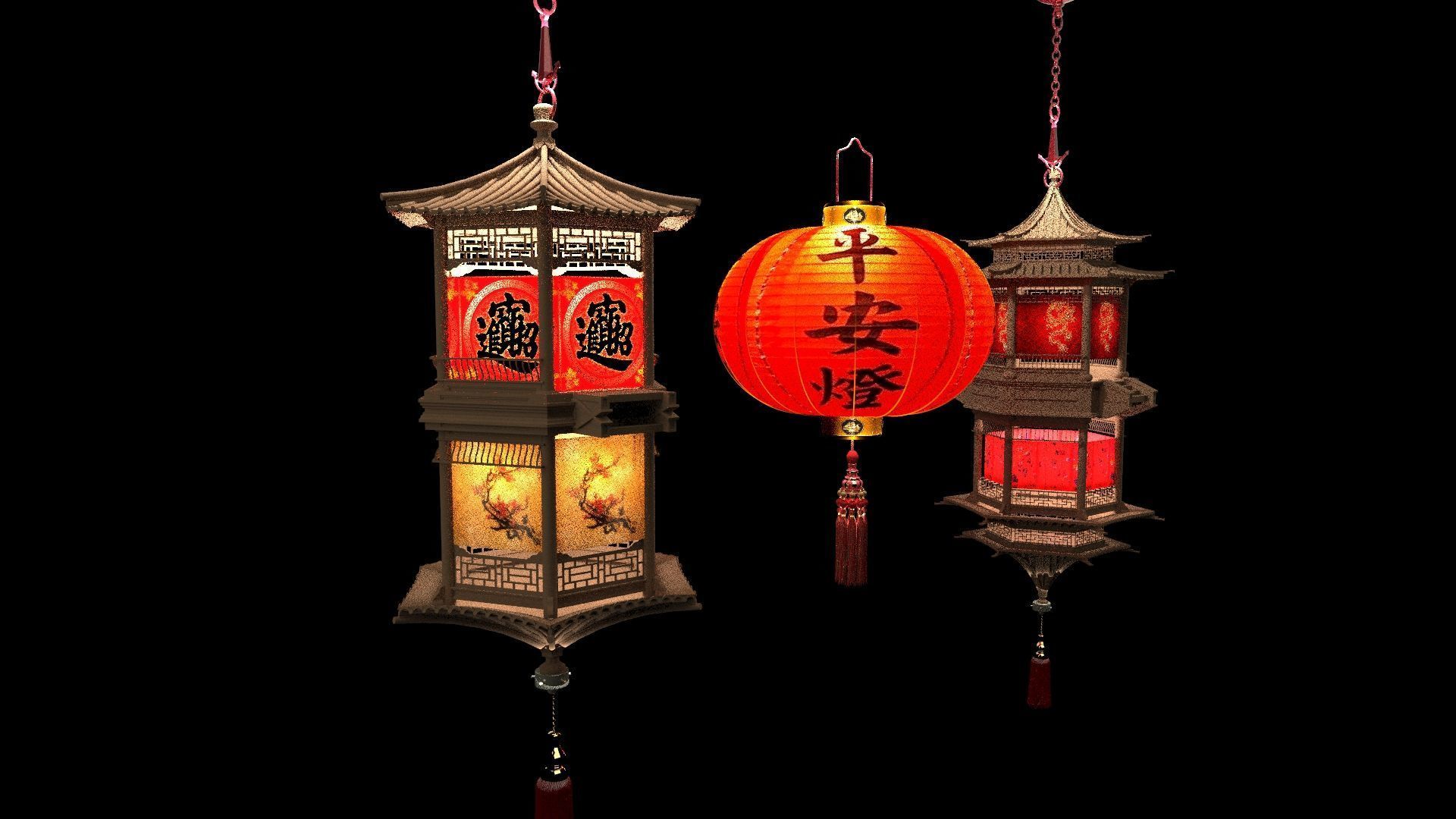 Chinese palace lantern 3D model_2