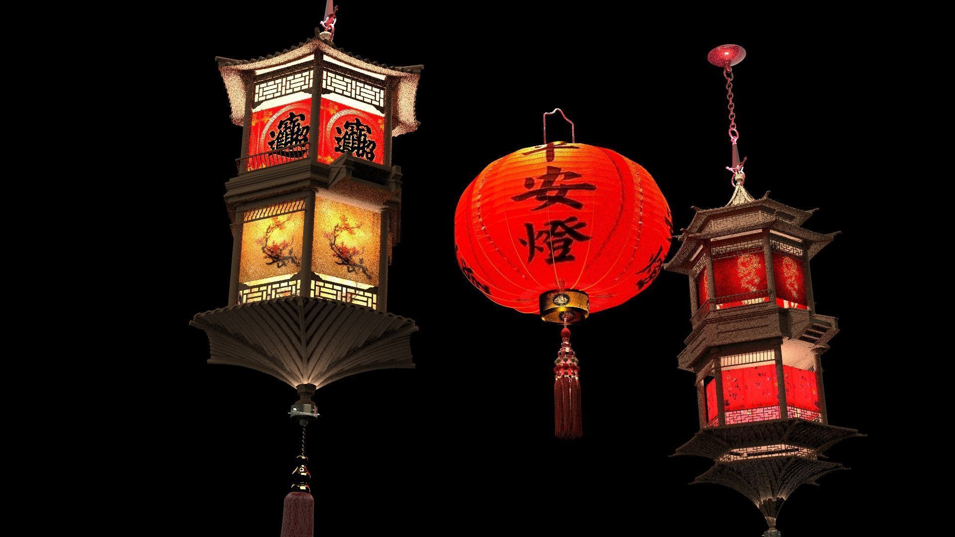 Chinese palace lantern 3D model_4