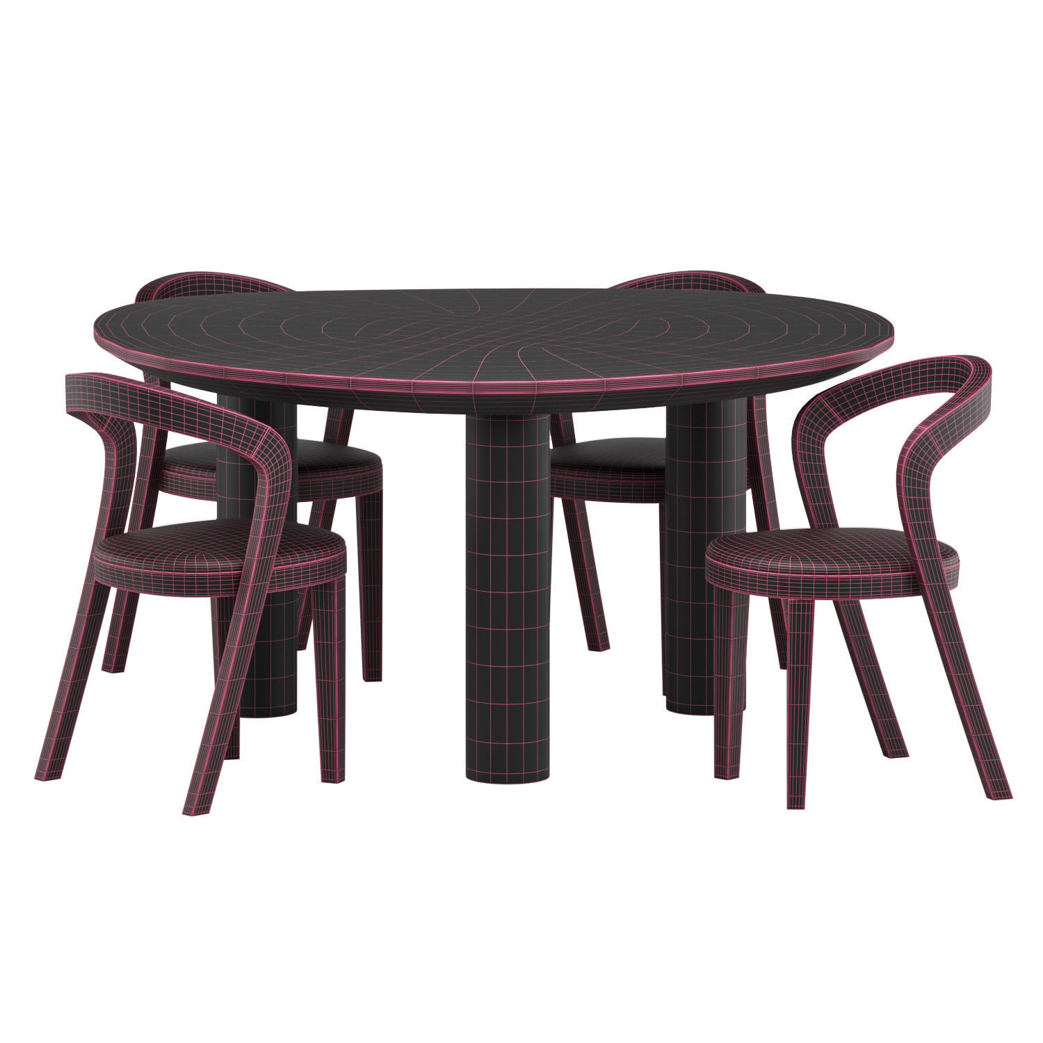 udi chair and Dining Table Lombardo - Dining set 03 3D model_5