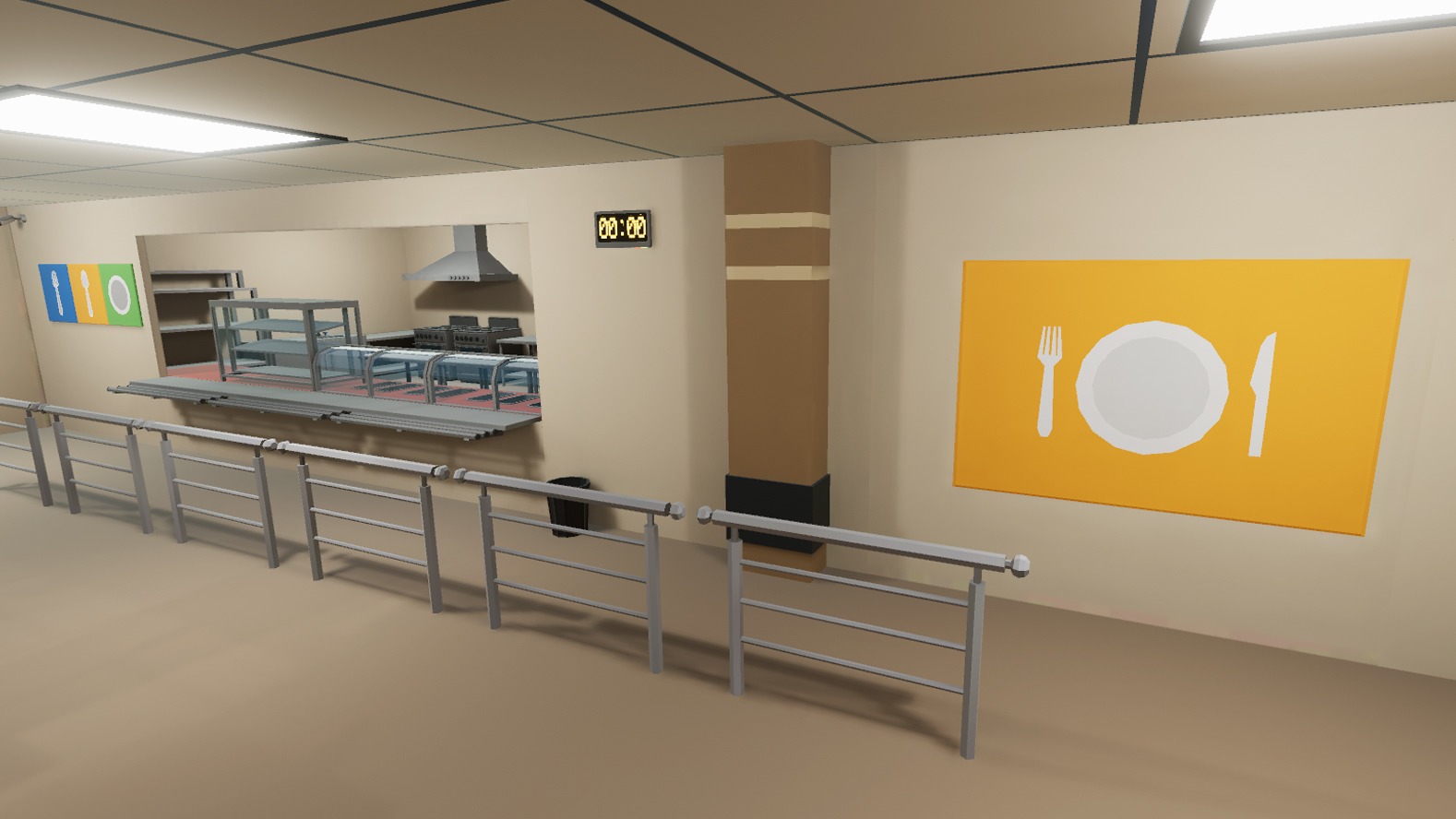 School Dining Room Low-poly 3D model_2