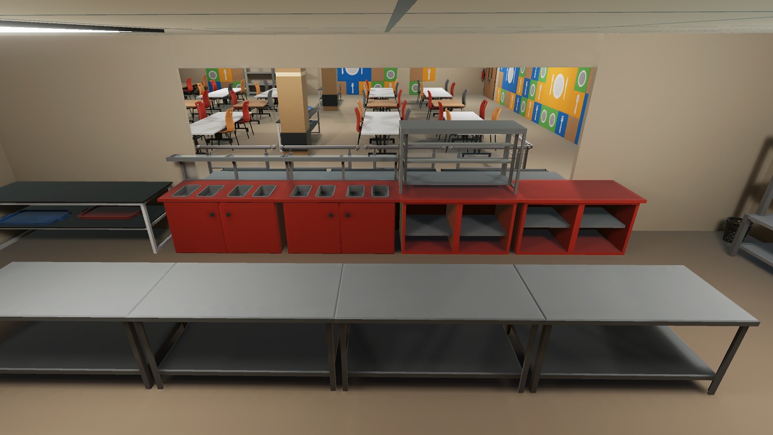 School Dining Room Low-poly 3D model_7