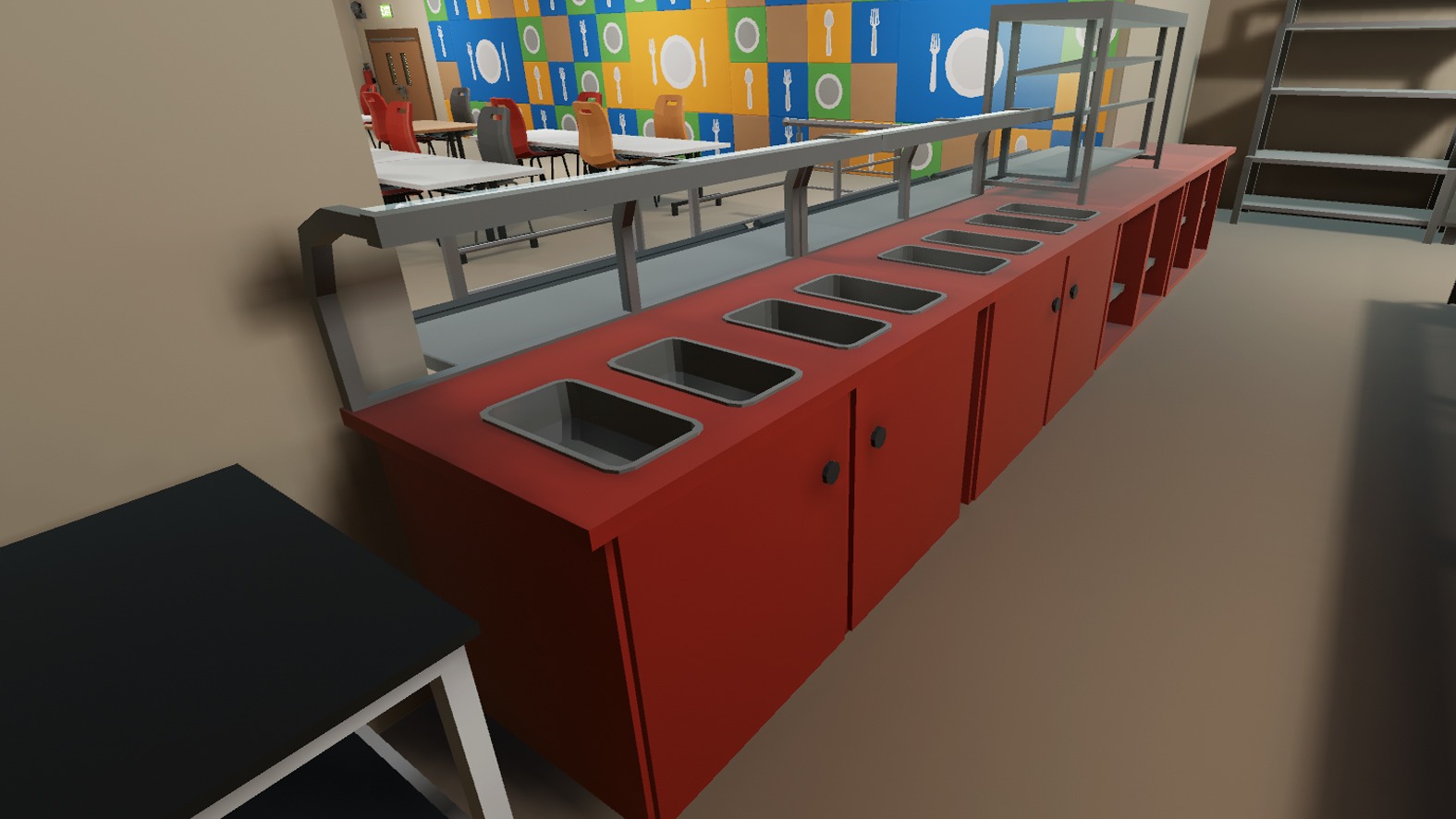 School Dining Room Low-poly 3D model_6