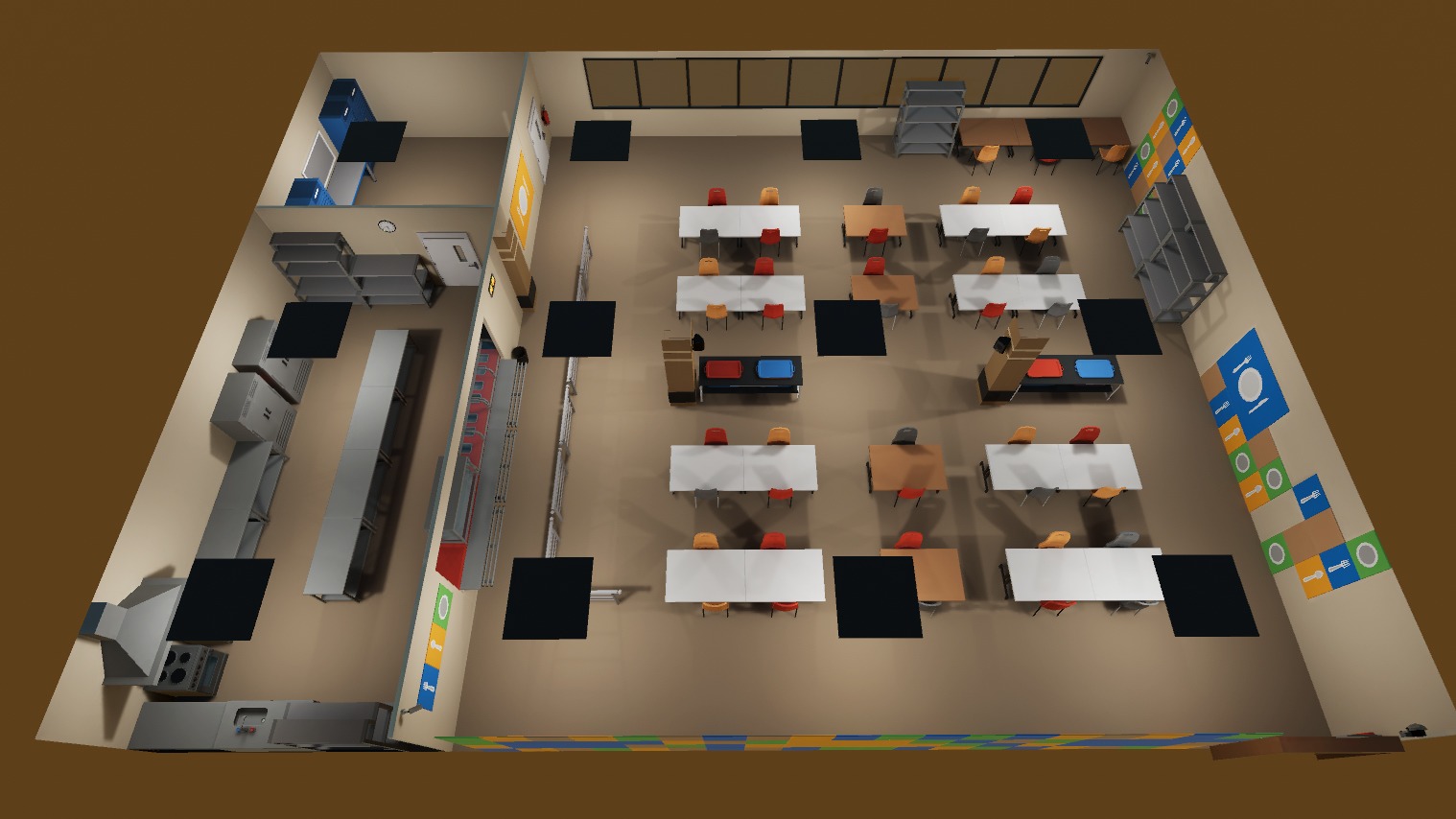 School Dining Room Low-poly 3D model_10