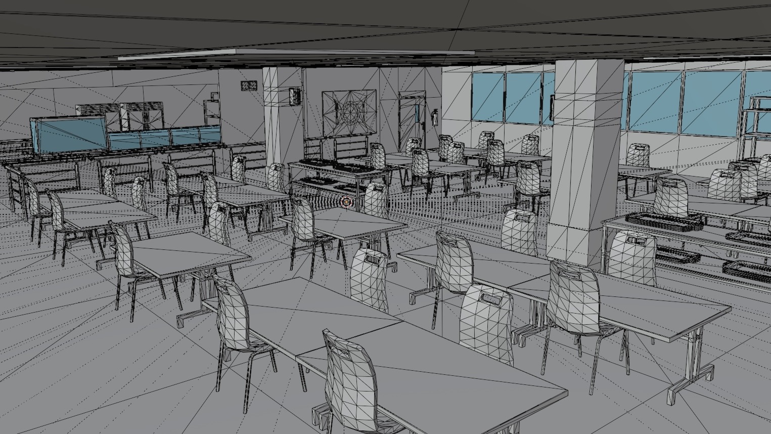 School Dining Room Low-poly 3D model_11