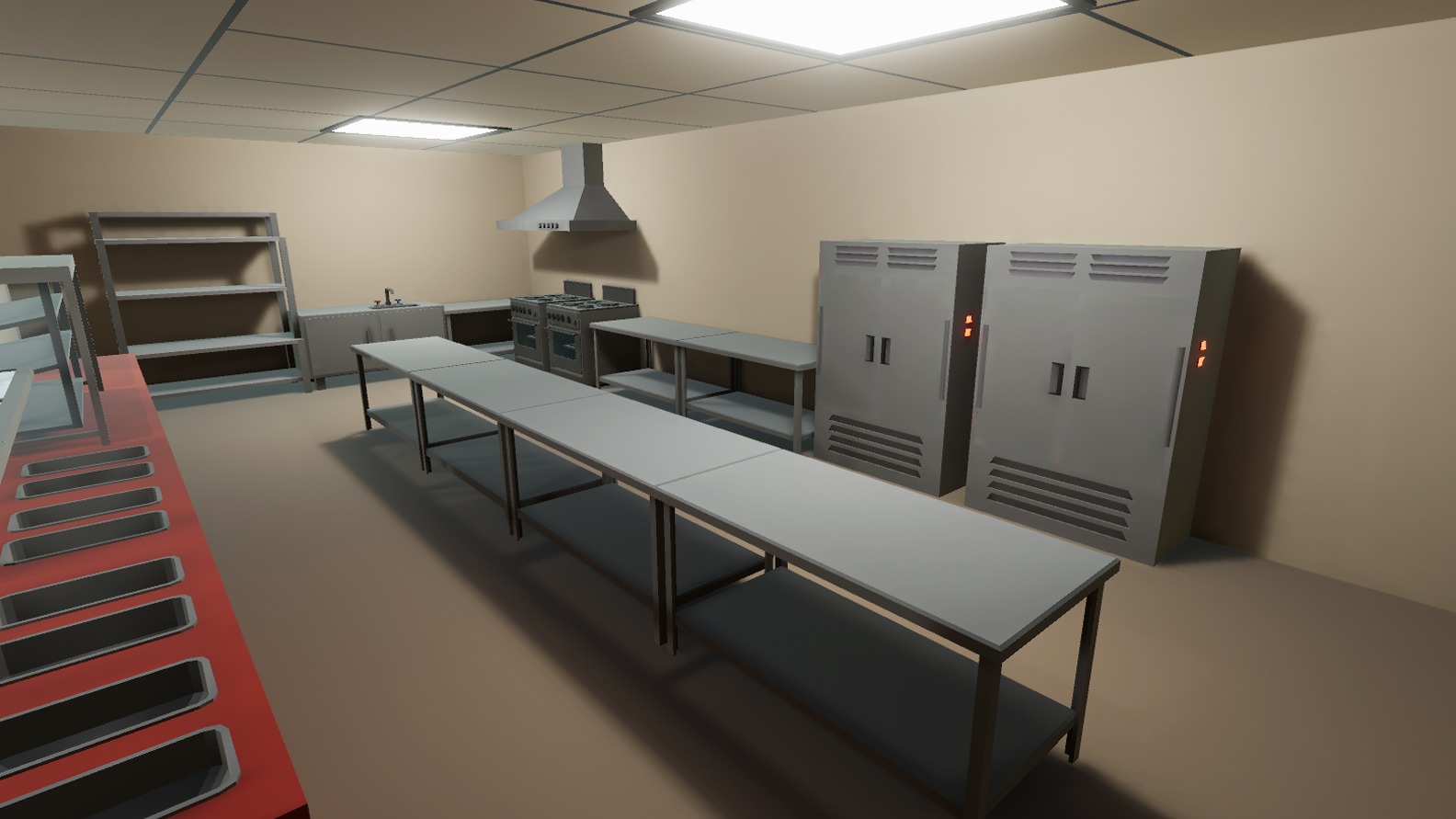 School Dining Room Low-poly 3D model_4