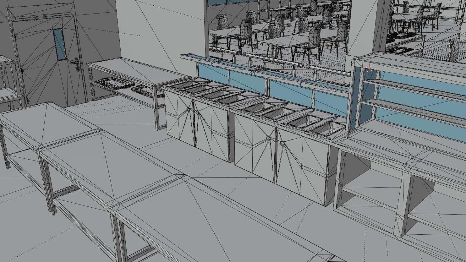 School Dining Room Low-poly 3D model_12