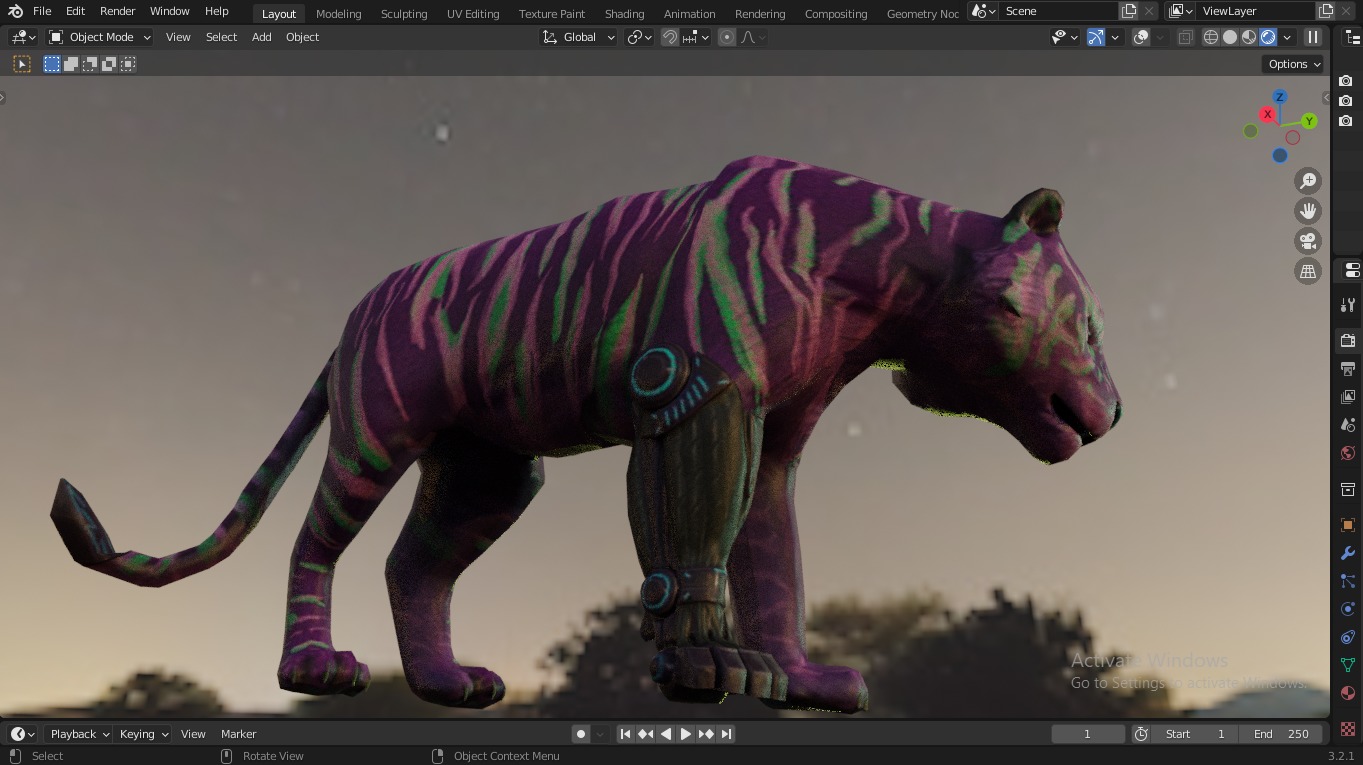  Fantasy Tiger with Robotic Leg Low-poly 3D model_13