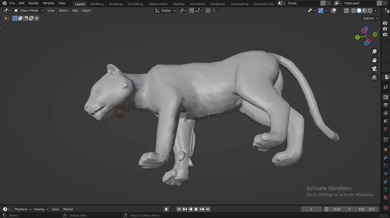 Fantasy Tiger with Robotic Leg Low-poly 3D model_26