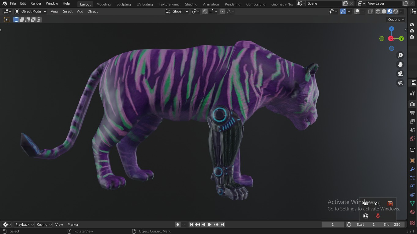  Fantasy Tiger with Robotic Leg Low-poly 3D model_4