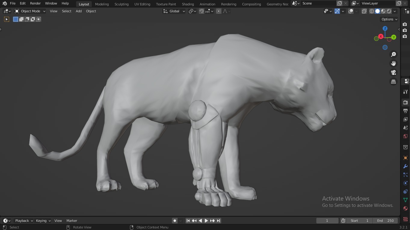  Fantasy Tiger with Robotic Leg Low-poly 3D model_3