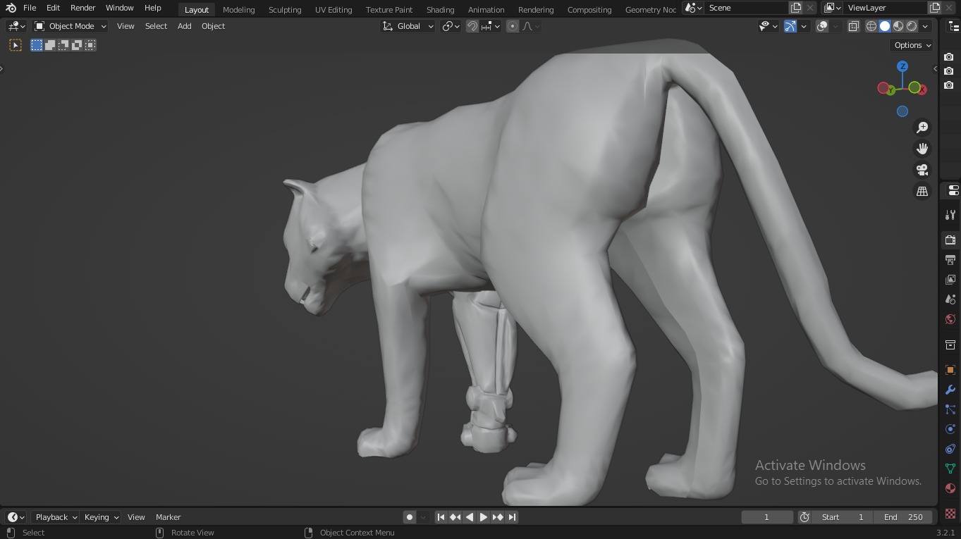  Fantasy Tiger with Robotic Leg Low-poly 3D model_17