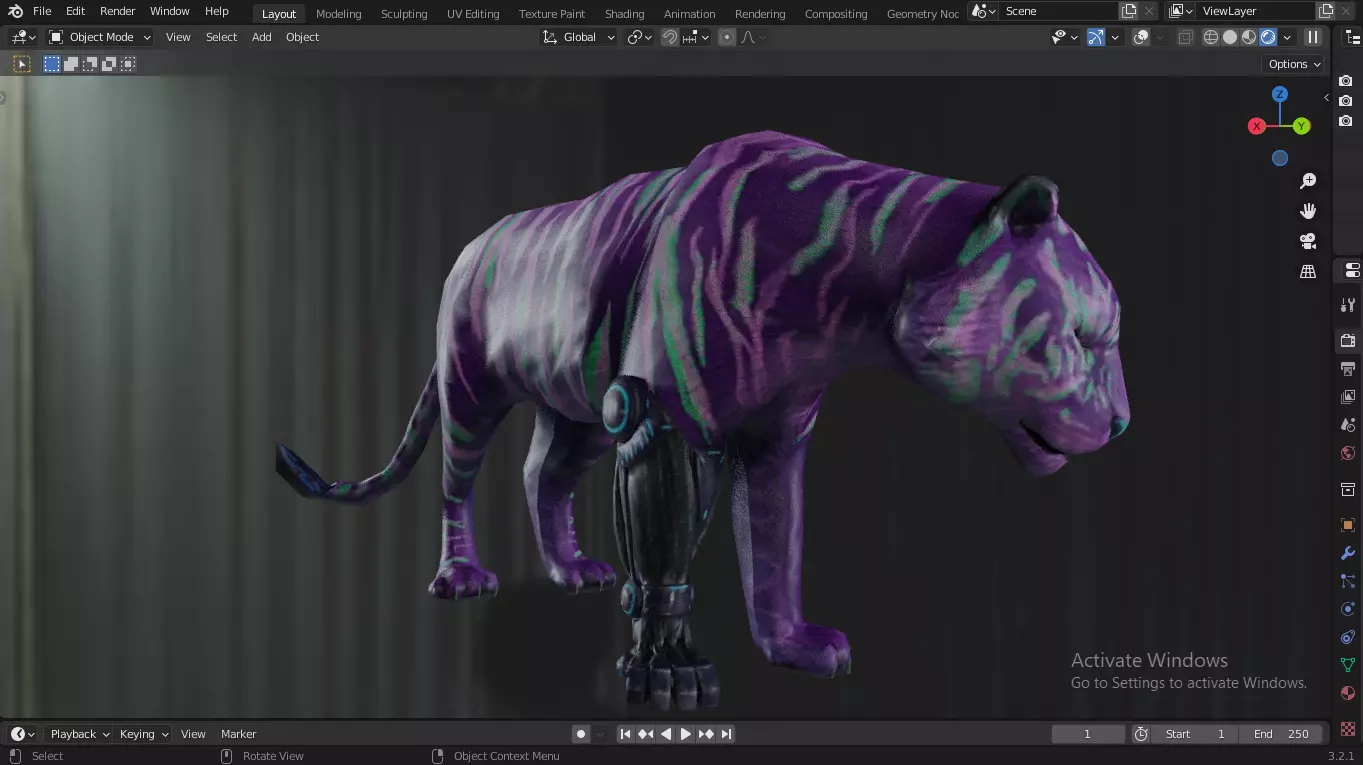  Fantasy Tiger with Robotic Leg Low-poly 3D model_0