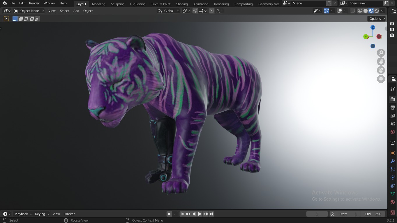  Fantasy Tiger with Robotic Leg Low-poly 3D model_6