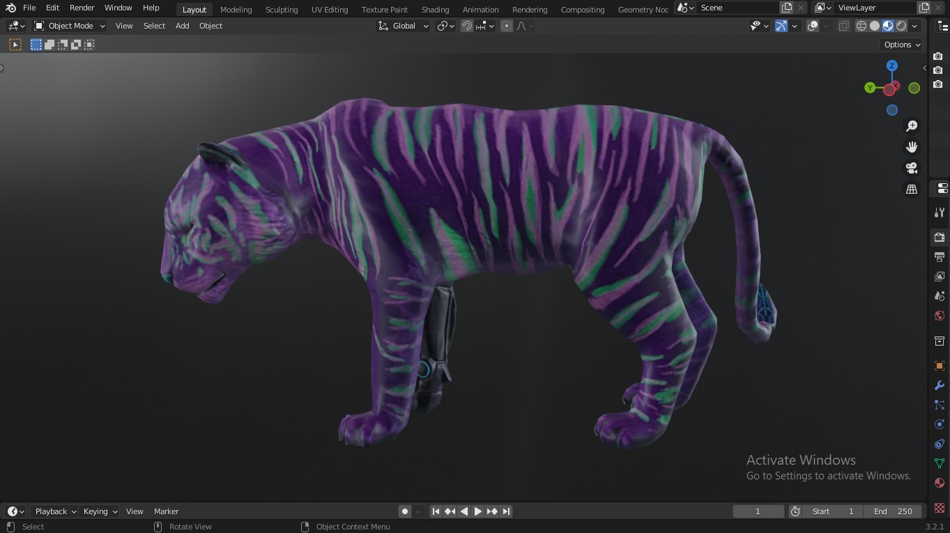  Fantasy Tiger with Robotic Leg Low-poly 3D model_7