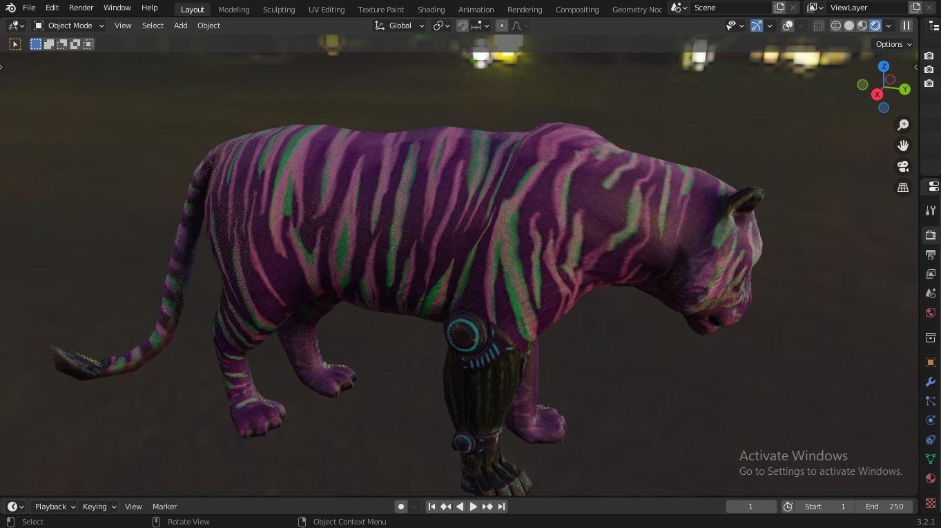  Fantasy Tiger with Robotic Leg Low-poly 3D model_12