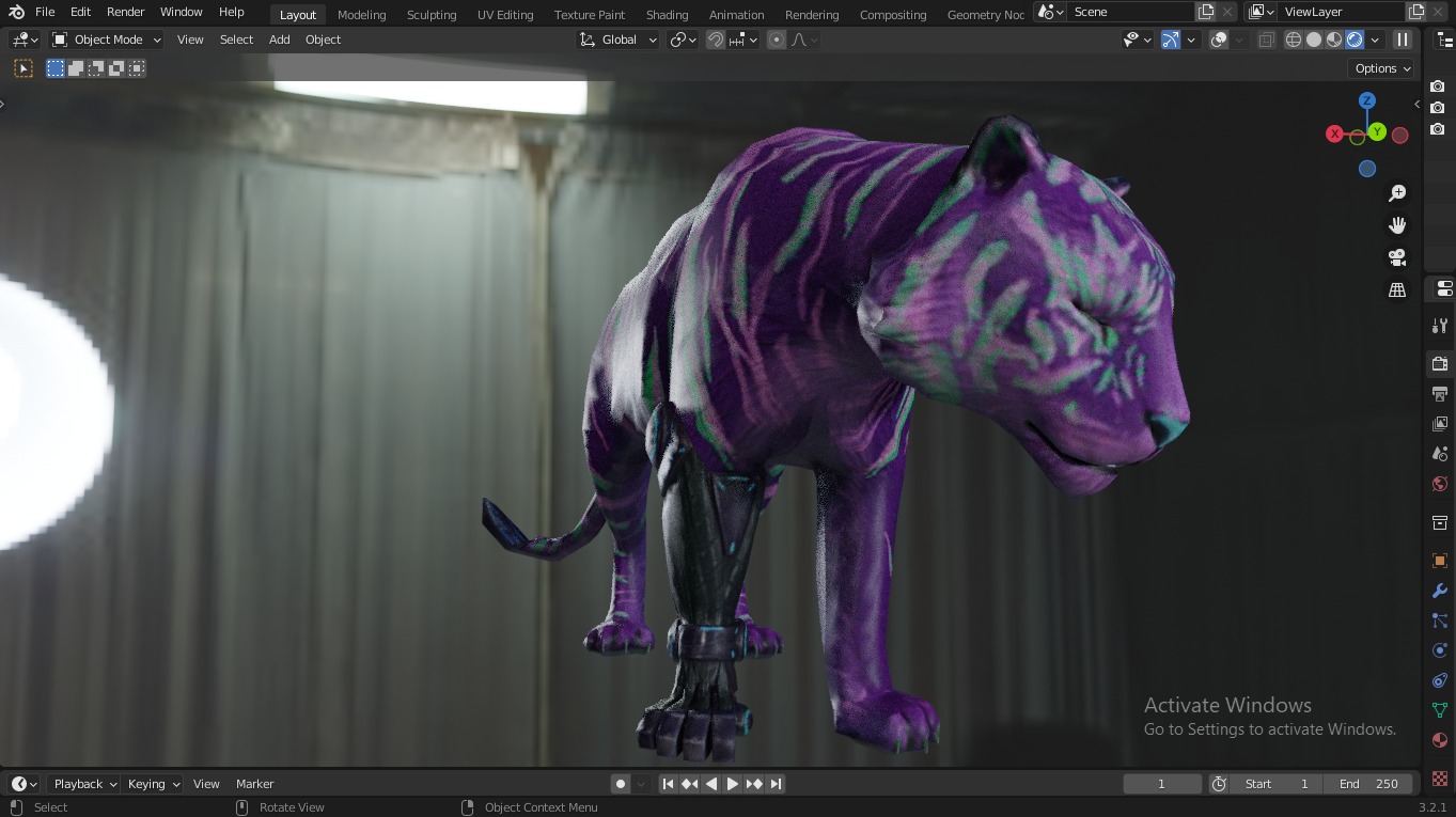  Fantasy Tiger with Robotic Leg Low-poly 3D model_2