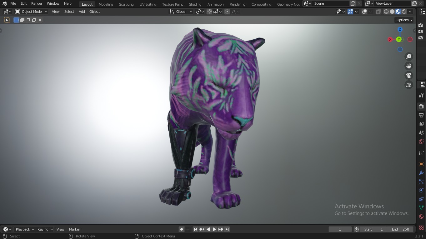 Fantasy Tiger with Robotic Leg Low-poly 3D model_5
