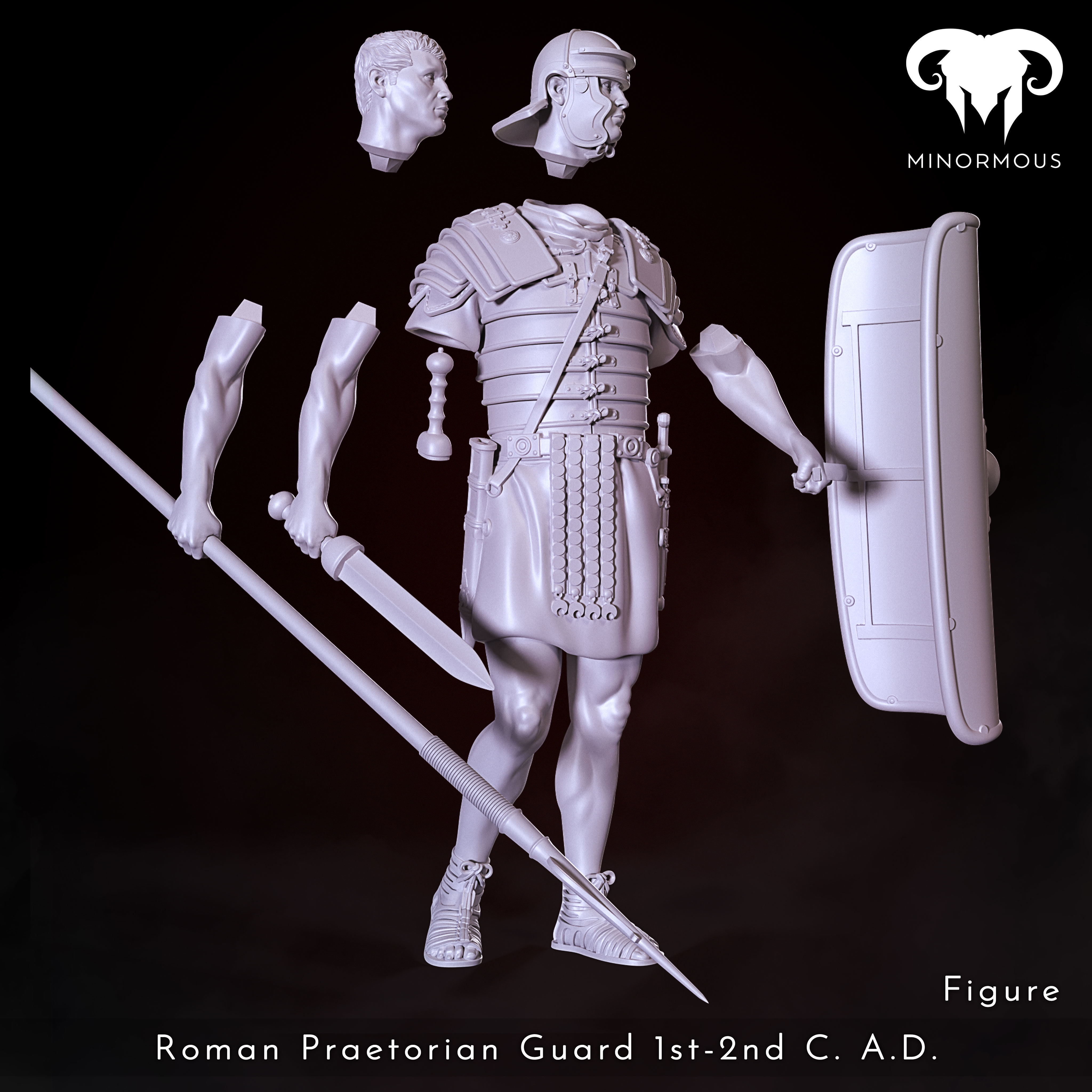Figure - Roman Praetorian Guard 1st-2nd CAD ready for the games 3D print model_11