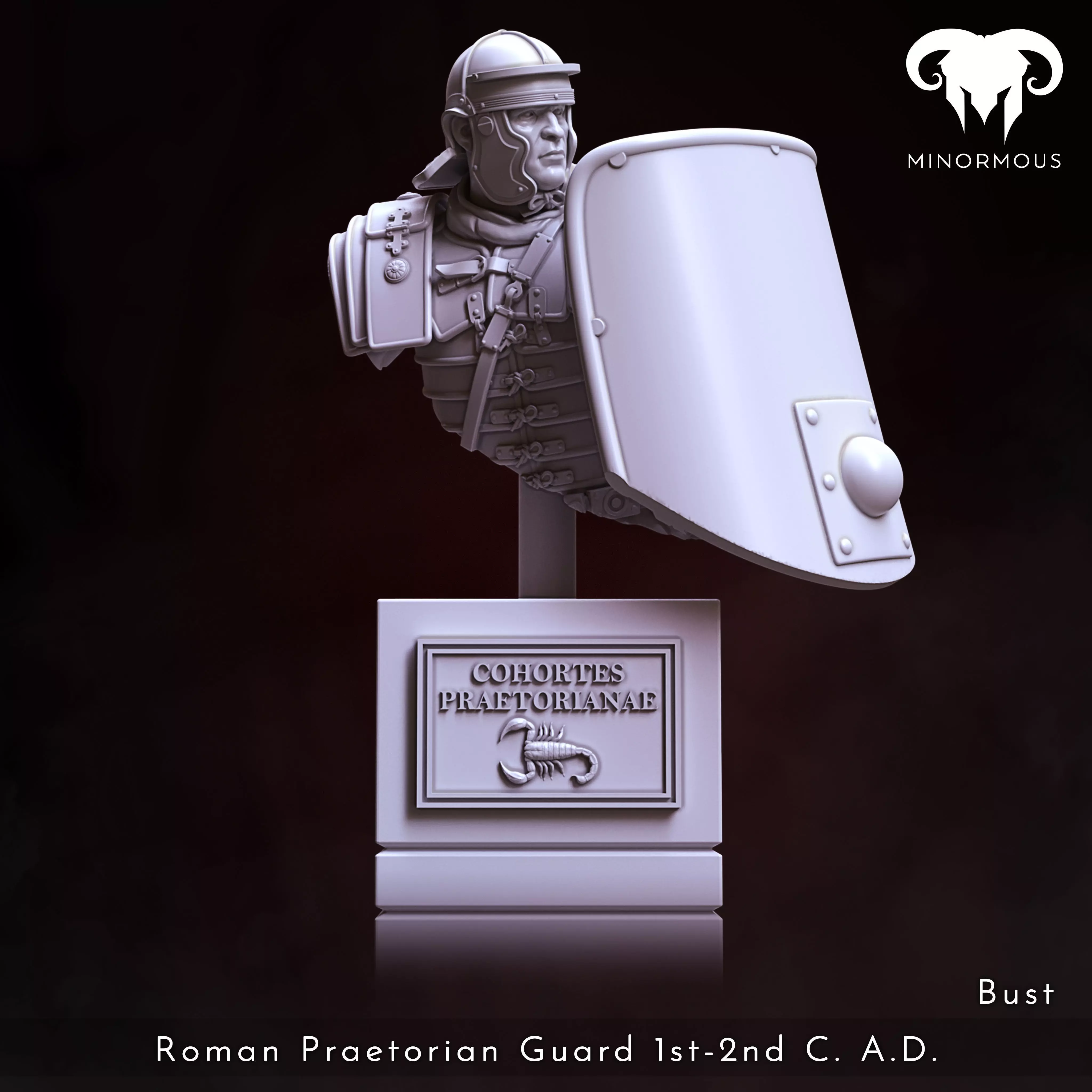 Bust - Roman Praetorian Guard 1st-2nd CAD in Action 3D print model_0