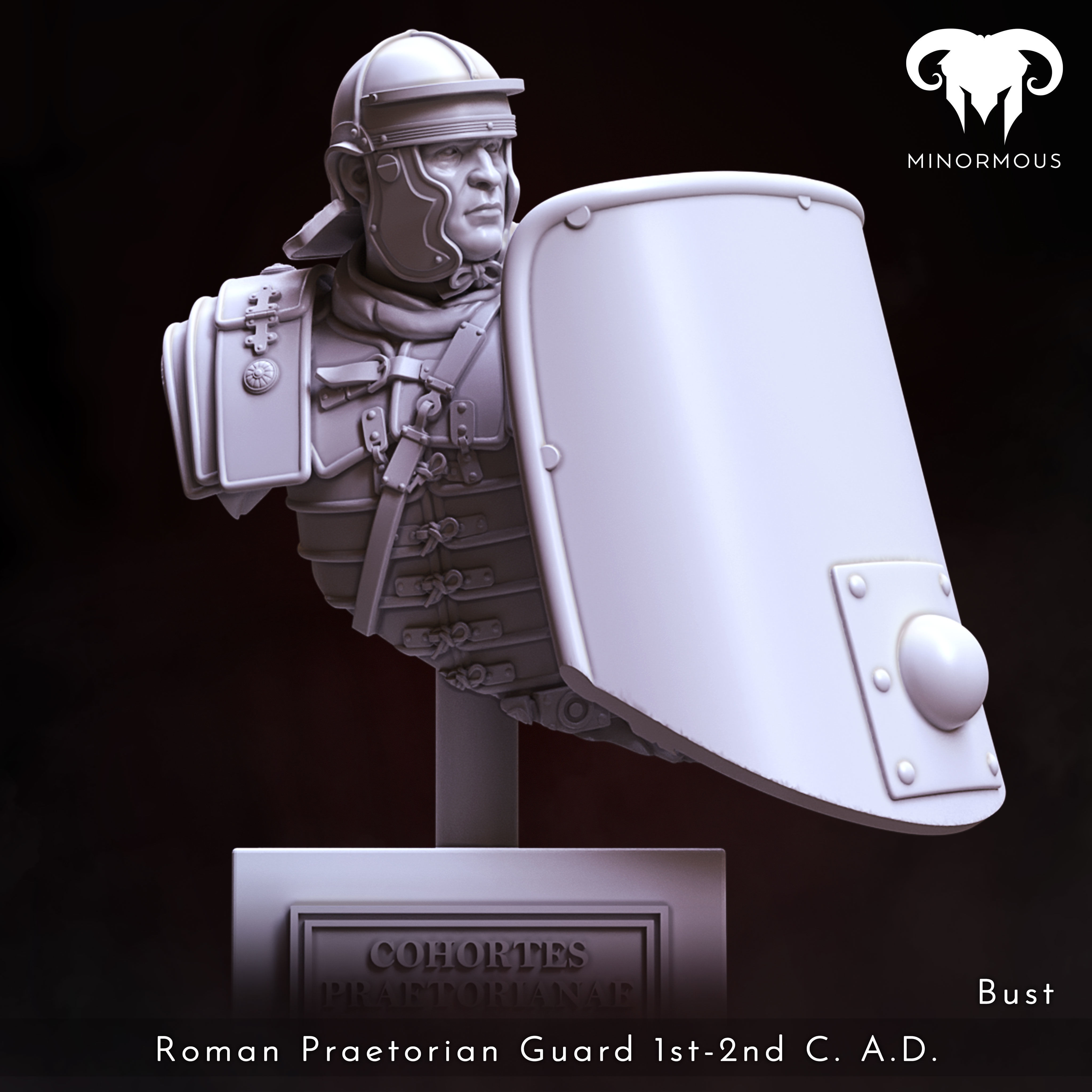 Bust - Roman Praetorian Guard 1st-2nd CAD in Action 3D print model_1