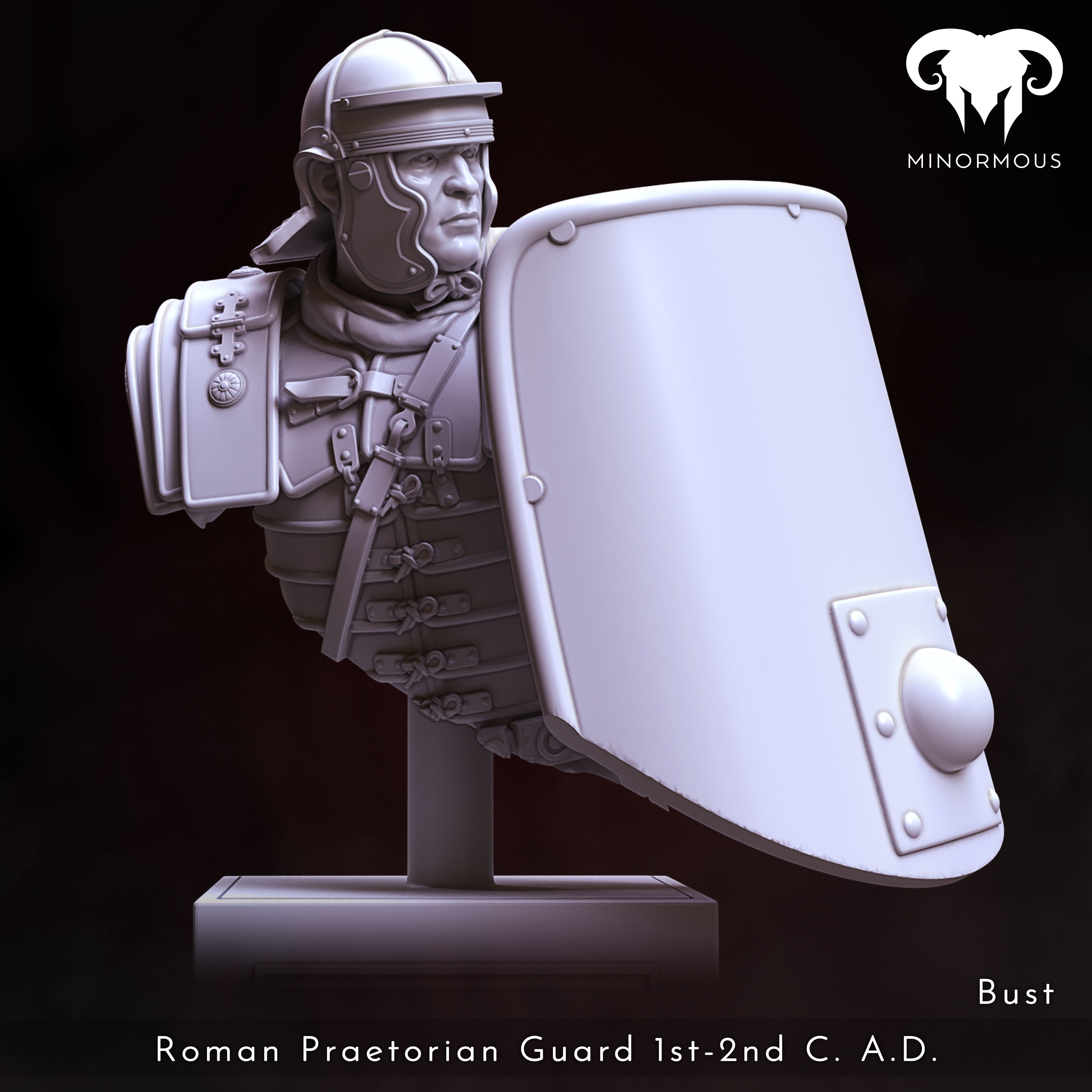 Bust - Roman Praetorian Guard 1st-2nd CAD in Action 3D print model_2