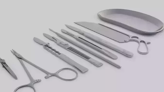 Surgical tools 3D Model  Low-poly 3D model