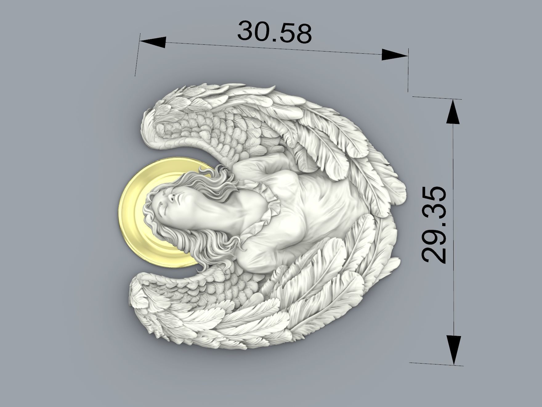 Cute angel girl statue cnc relief 3D print model 3D print model 3D print model_7