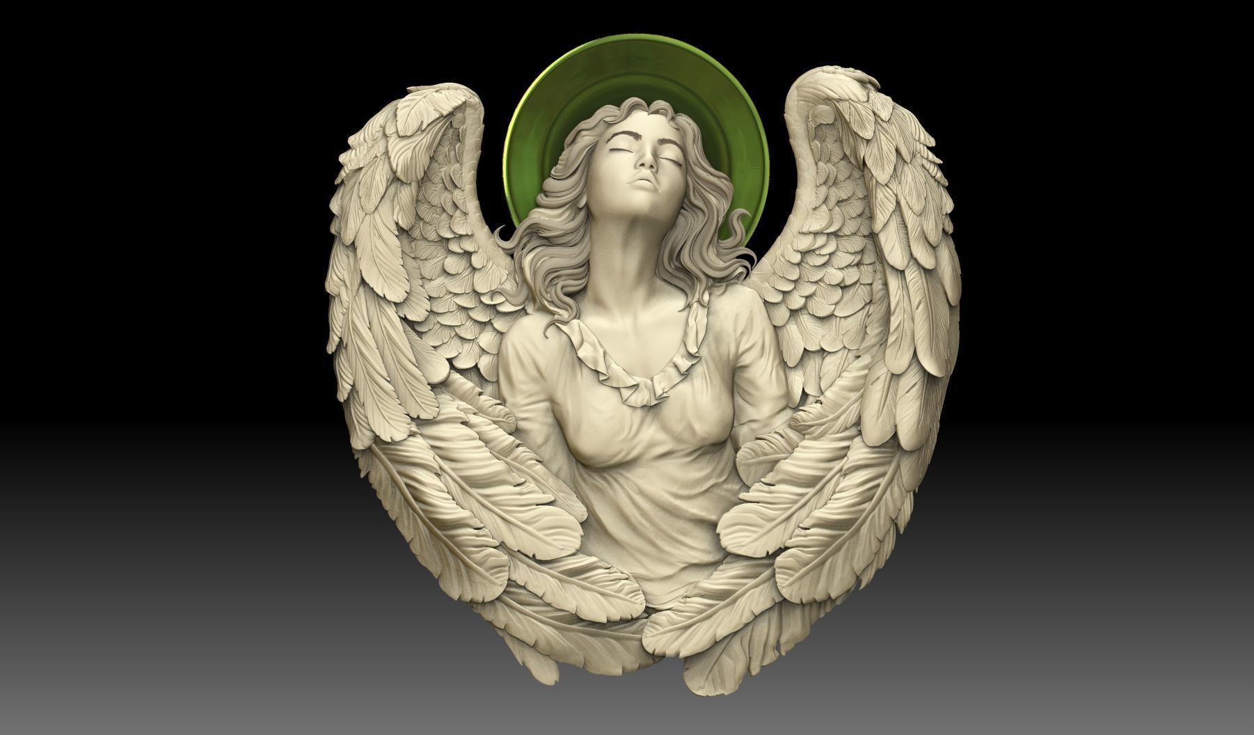 Cute angel girl statue cnc relief 3D print model 3D print model 3D print model_11