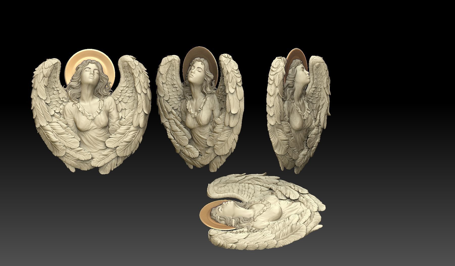 Cute angel girl statue cnc relief 3D print model 3D print model 3D print model_3