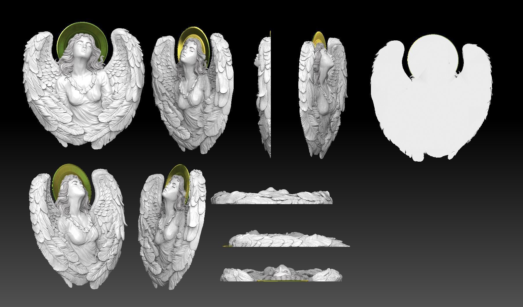 Cute angel girl statue cnc relief 3D print model 3D print model 3D print model_2