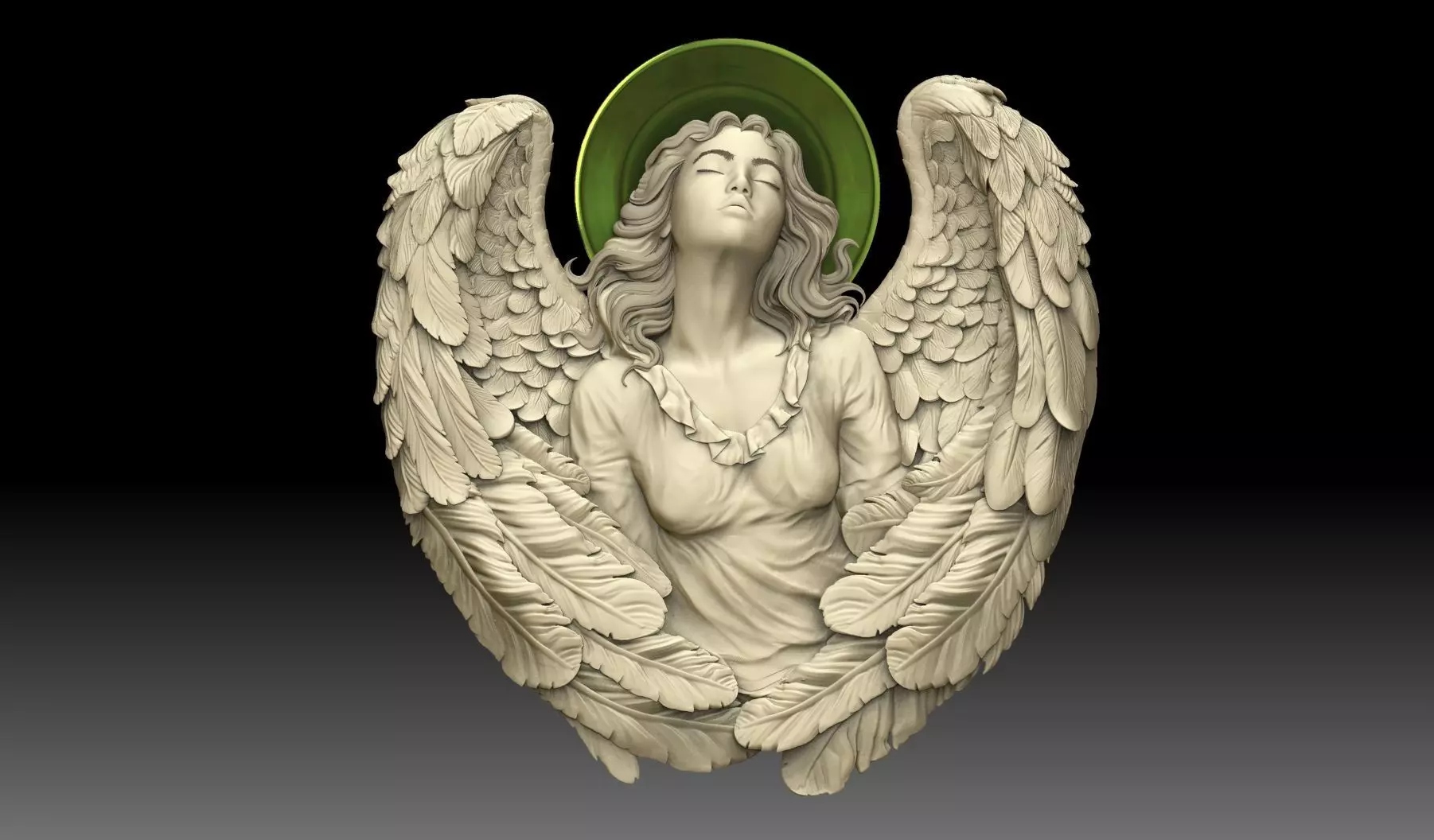 Cute angel girl statue cnc relief 3D print model 3D print model 3D print model_0