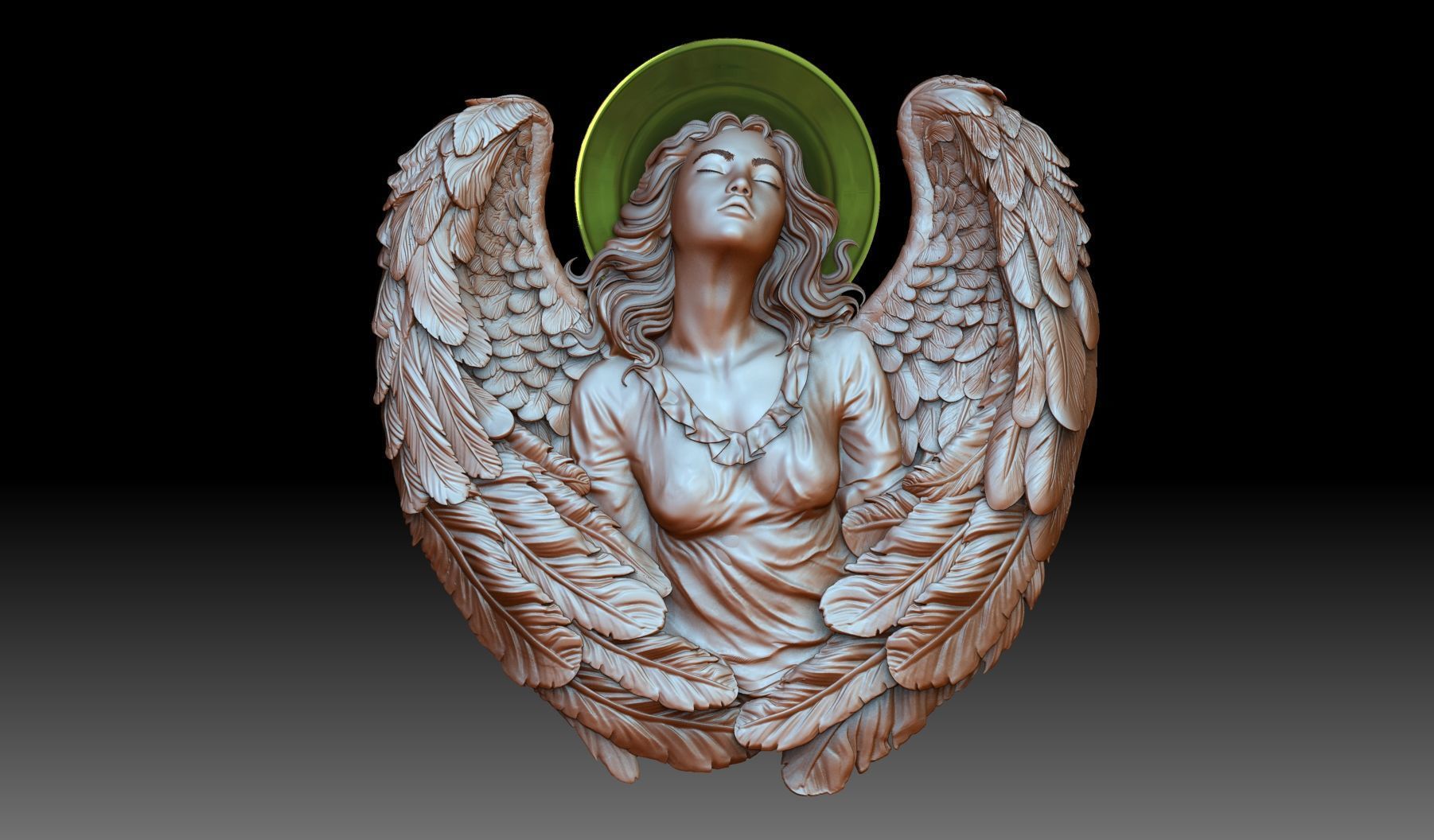 Cute angel girl statue cnc relief 3D print model 3D print model 3D print model_12