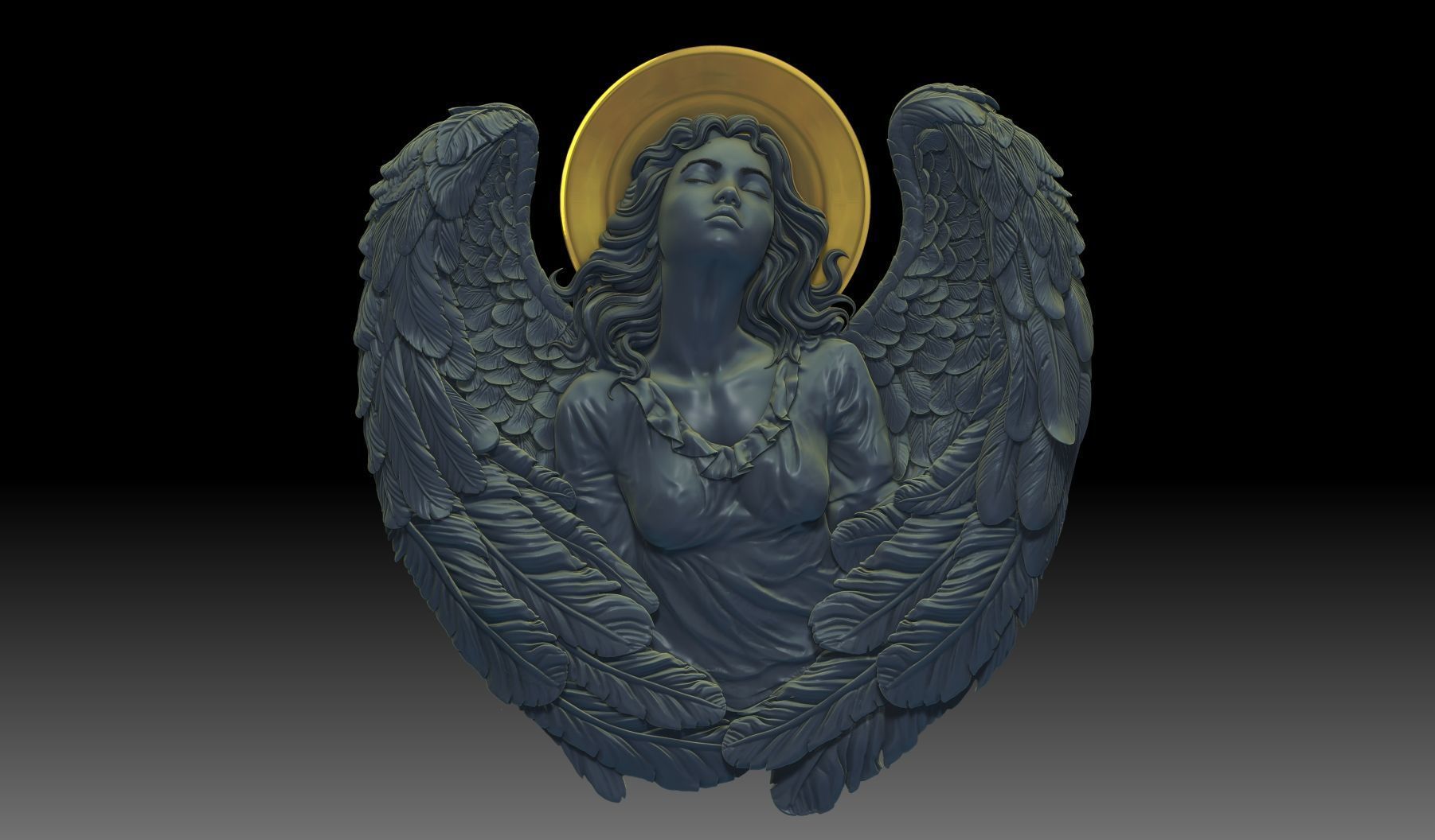 Cute angel girl statue cnc relief 3D print model 3D print model 3D print model_10