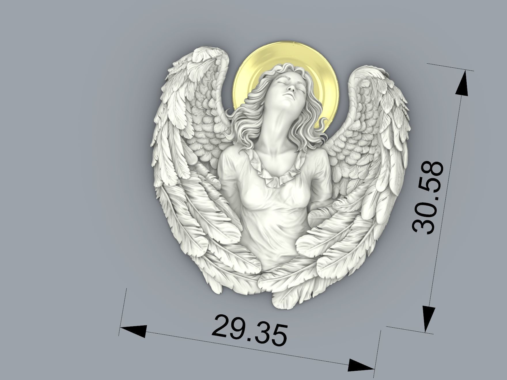 Cute angel girl statue cnc relief 3D print model 3D print model 3D print model_4
