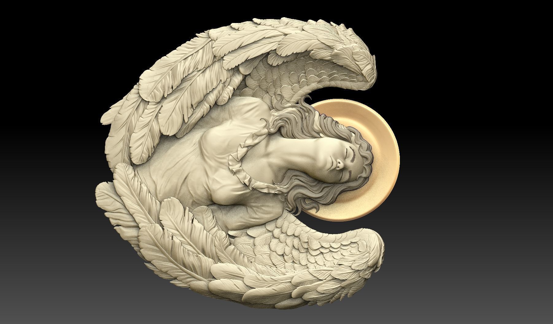 Cute angel girl statue cnc relief 3D print model 3D print model 3D print model_1