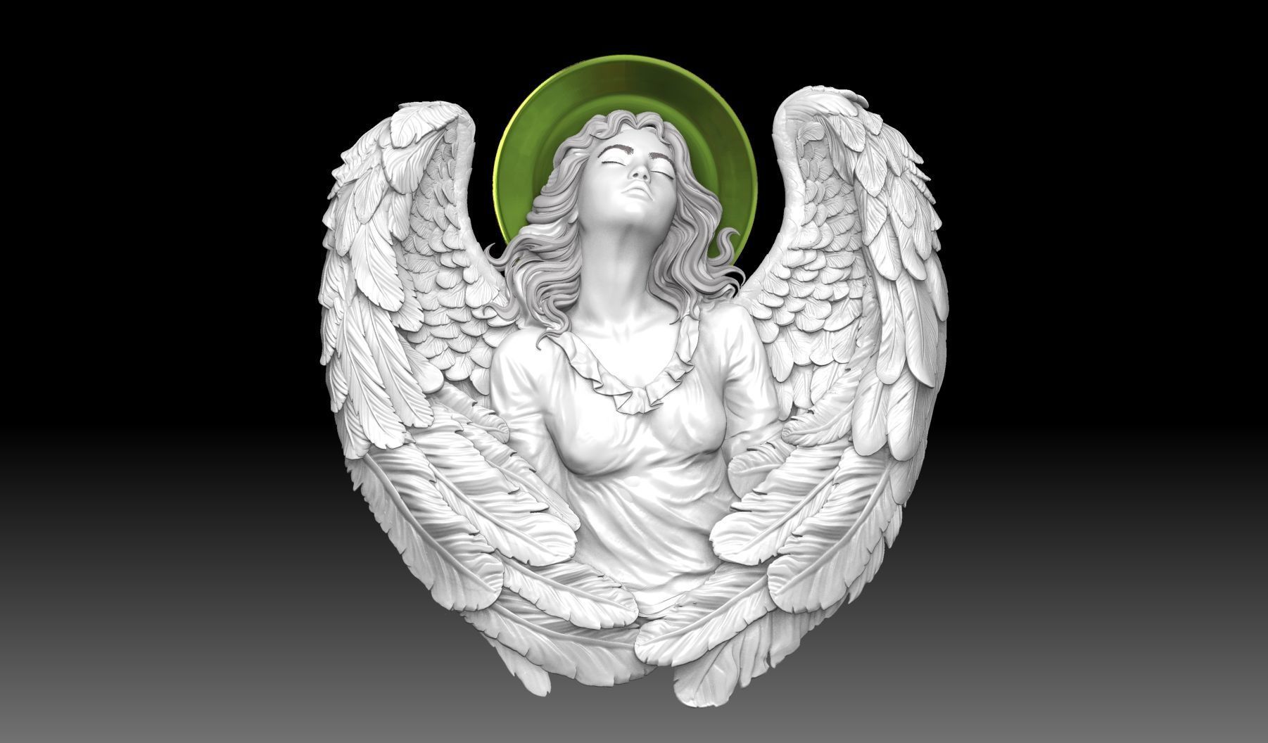 Cute angel girl statue cnc relief 3D print model 3D print model 3D print model_9