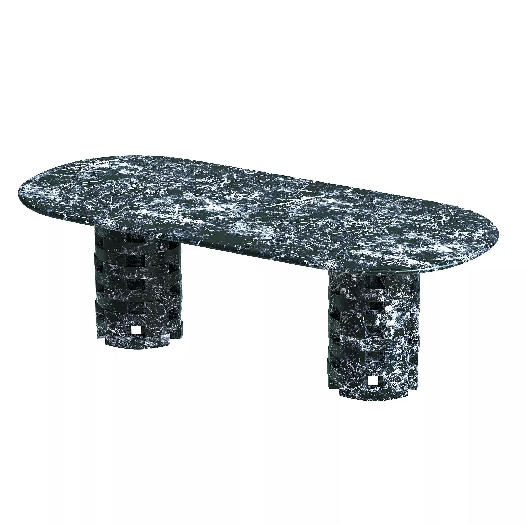 Dining table with oval brackets Low-poly 3D model