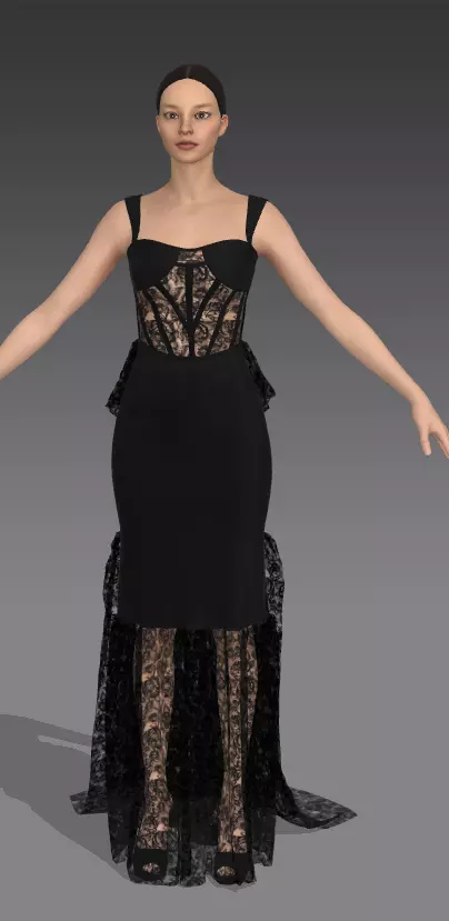 Lace detail corset dress modern Low-poly 3D model
