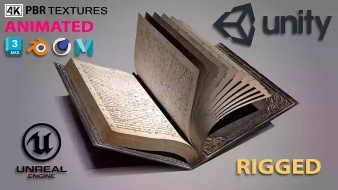 Animated Book  3D Low-poly 3D model