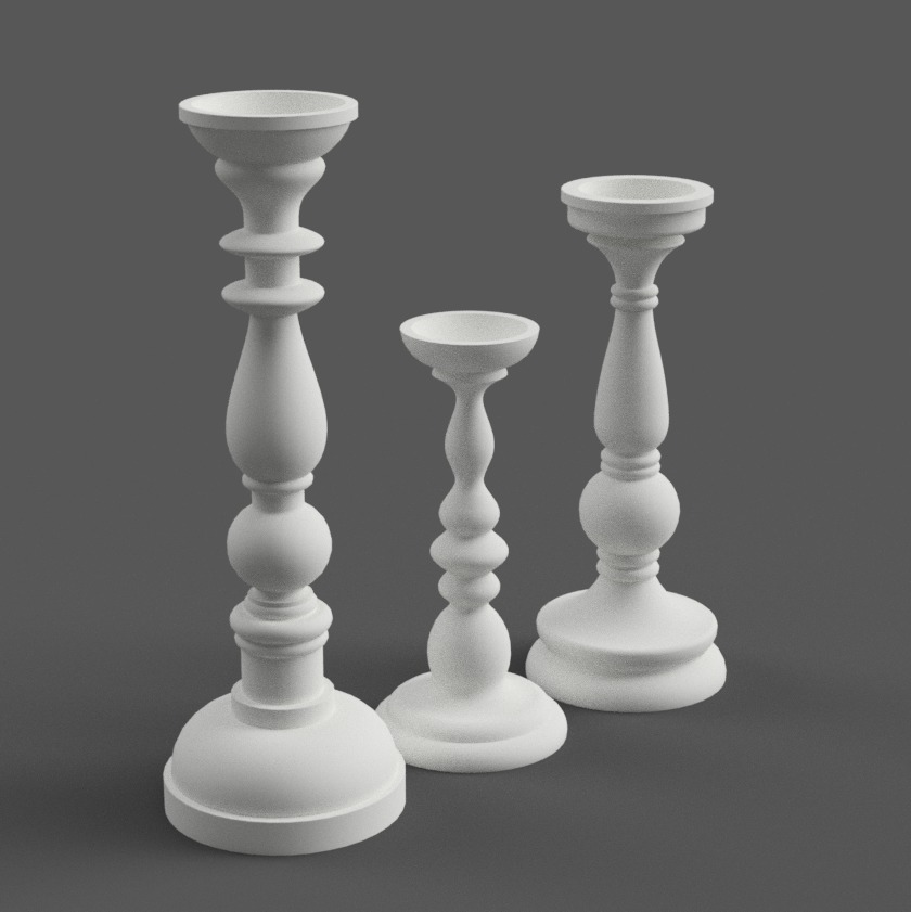 3 Size candle holder - baluster - table leg - furniture 3D print model_1