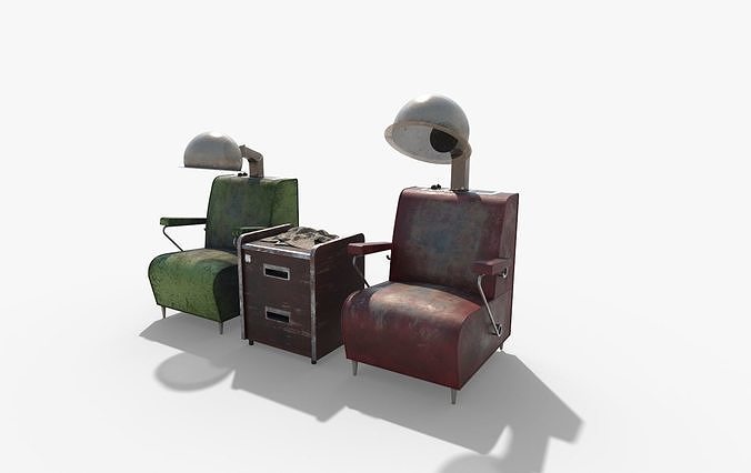 Old Hairdresser chairs 3D model