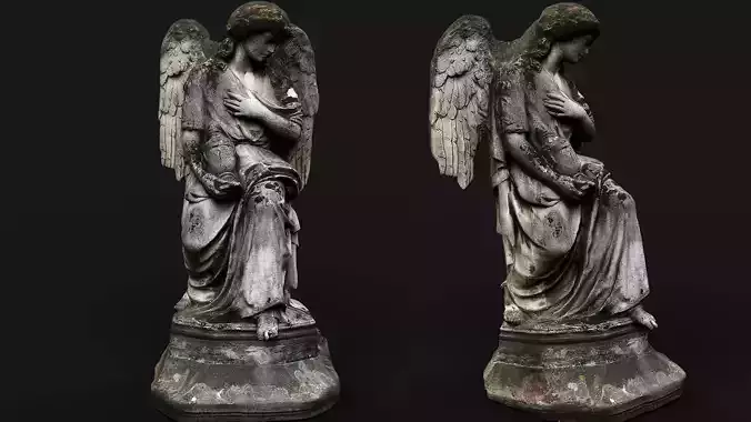 abandoned cemetery graveyard figure moss photogrammetry